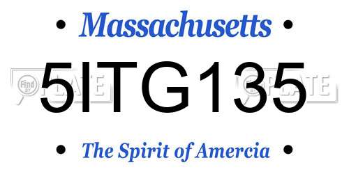 5ITG135 Massachusetts License Plate