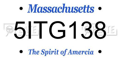 5ITG138 Massachusetts License Plate