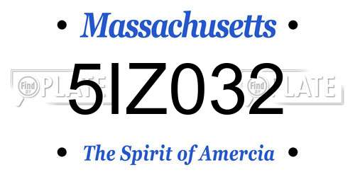 5IZ032 Massachusetts License Plate