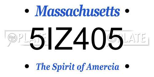 5IZ405 Massachusetts License Plate