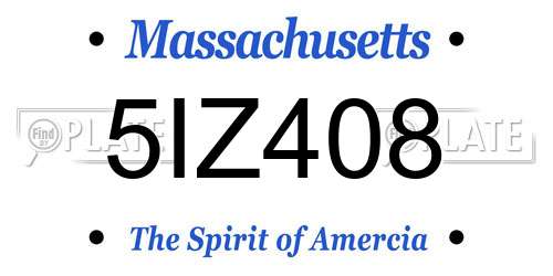 5IZ408 Massachusetts License Plate