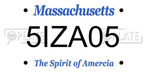 5IZA05 Massachusetts License Plate