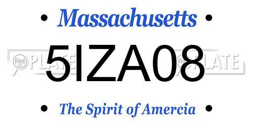 5IZA08 Massachusetts License Plate