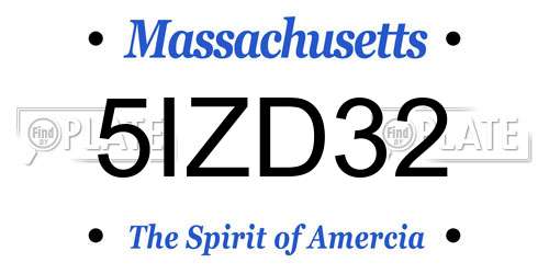 5IZD32 Massachusetts License Plate