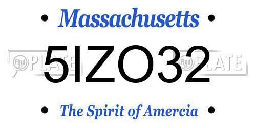 5IZO32 Massachusetts License Plate