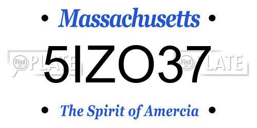 5IZO37 Massachusetts License Plate