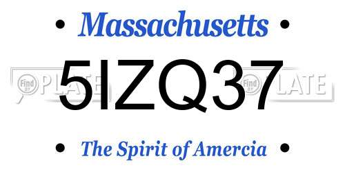 5IZQ37 Massachusetts License Plate