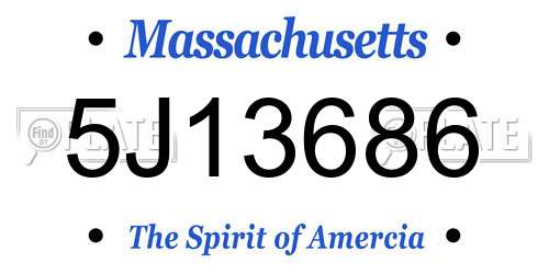 5J13686 Massachusetts License Plate