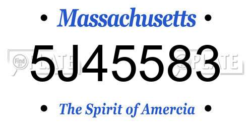 5J45583 Massachusetts License Plate