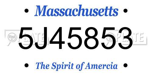 5J45853 Massachusetts License Plate