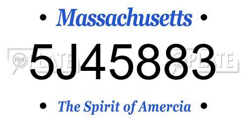 5J45883 Massachusetts License Plate