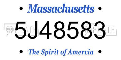 5J48583 Massachusetts License Plate