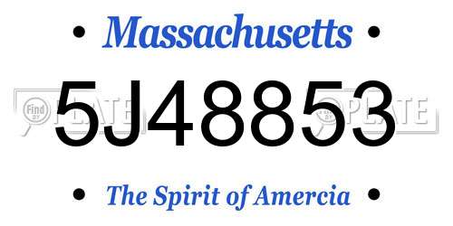 5J48853 Massachusetts License Plate