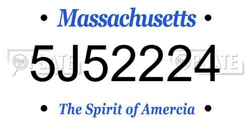5J52224 Massachusetts License Plate