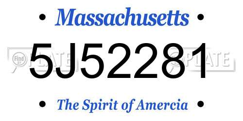 5J52281 Massachusetts License Plate