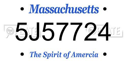 5J57724 Massachusetts License Plate