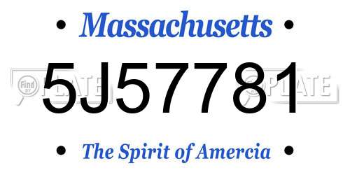 5J57781 Massachusetts License Plate