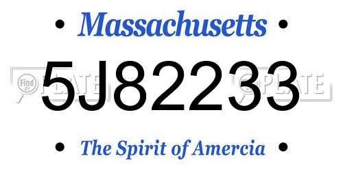 5J82233 Massachusetts License Plate