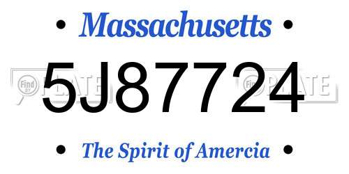 5J87724 Massachusetts License Plate