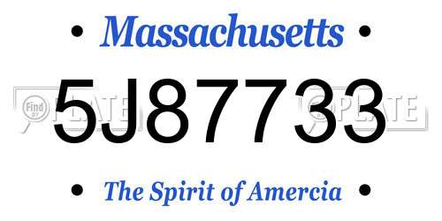 5J87733 Massachusetts License Plate