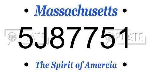 5J87751 Massachusetts License Plate