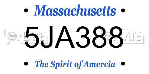 5JA388 Massachusetts License Plate