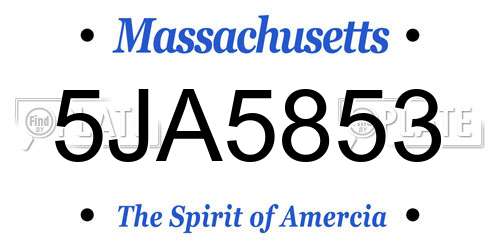 5JA5853 Massachusetts License Plate