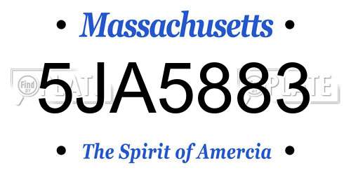 5JA5883 Massachusetts License Plate