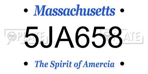 5JA658 Massachusetts License Plate