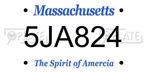 5JA824 Massachusetts License Plate