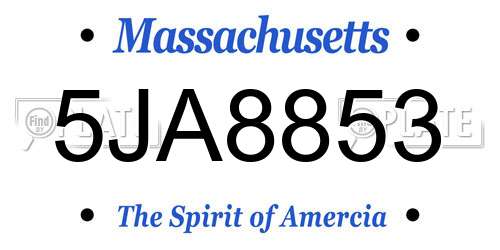 5JA8853 Massachusetts License Plate