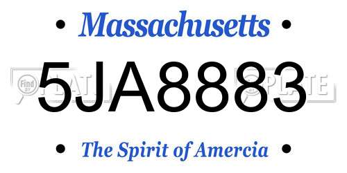 5JA8883 Massachusetts License Plate