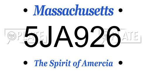5JA926 Massachusetts License Plate