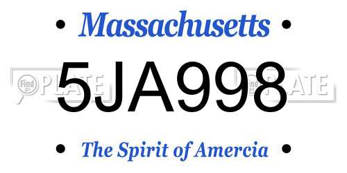 5JA998 Massachusetts License Plate