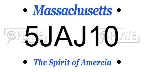 5JAJ10 Massachusetts License Plate
