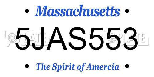 5JAS553 Massachusetts License Plate