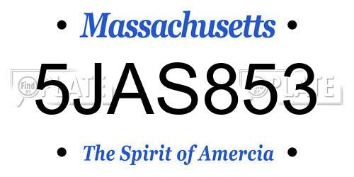 5JAS853 Massachusetts License Plate