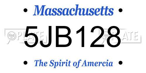5JB128 Massachusetts License Plate