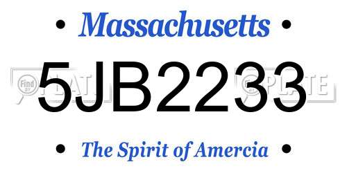 5JB2233 Massachusetts License Plate