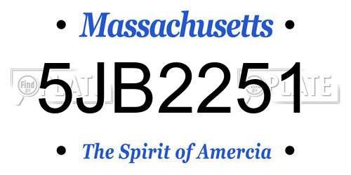 5JB2251 Massachusetts License Plate