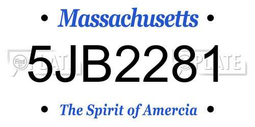 5JB2281 Massachusetts License Plate