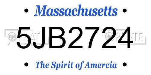 5JB2724 Massachusetts License Plate