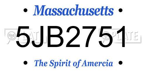 5JB2751 Massachusetts License Plate