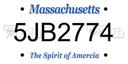 5JB2774 Massachusetts License Plate
