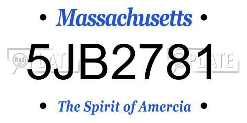 5JB2781 Massachusetts License Plate