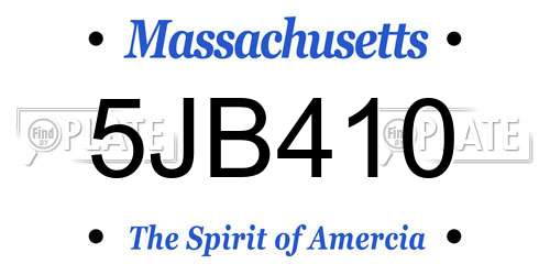 5JB410 Massachusetts License Plate