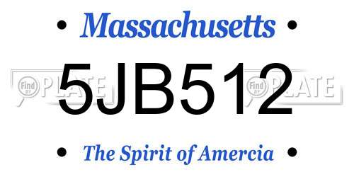 5JB512 Massachusetts License Plate