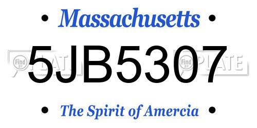 5JB5307 Massachusetts License Plate