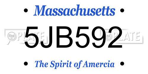 5JB592 Massachusetts License Plate