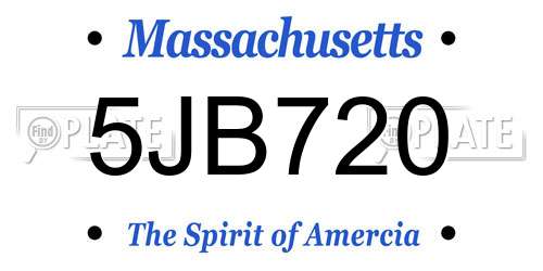 5JB720 Massachusetts License Plate